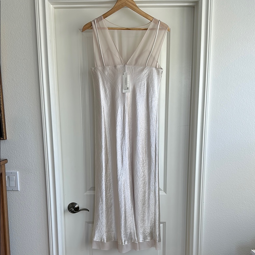 NWT Vince *Sold Out S* Chiffon-Layered Satin Slip Dress - Picture 5 of 11